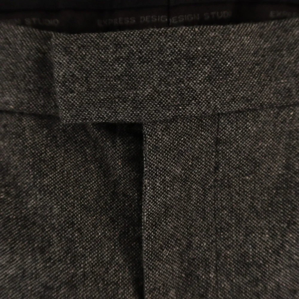 Tweed Pants Mens 34 Gray Heather Wool Polyester Slacks 34x29 - Picture 3 of 13